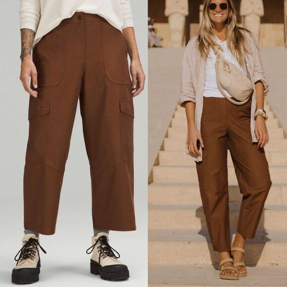 NEW Lululemon Utilitech Cargo Pocket High Rise Cropped Brown Pant Sz 33 XL Baggy - Picture 6 of 6